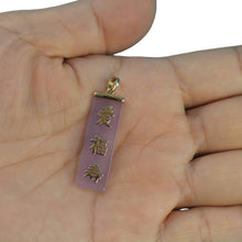 Load image into Gallery viewer, 14k Gold Good Fortune Lavender Jade Pendant