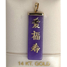 Load image into Gallery viewer, Lavender Jade Love, Joy &amp; Longevity 14k Yellow Gold Pendant