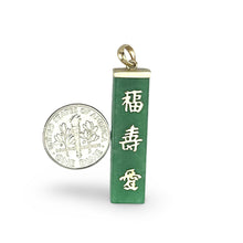 Load image into Gallery viewer, 14k Gold Good Fortune Green Jade Pendant