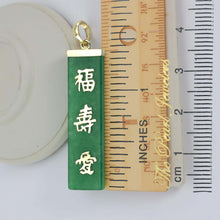 Load image into Gallery viewer, 14k Gold Good Fortune Green Jade Pendant