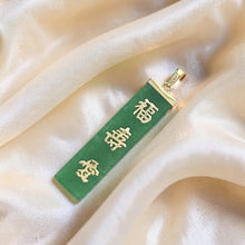 Load image into Gallery viewer, 14k Gold Good Fortune Green Jade Pendant