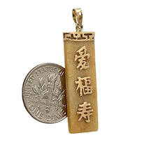 Load image into Gallery viewer, 14k Yellow Gold Yellow Jade Love, Joy &amp; Longevity Pendant