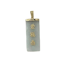 Load image into Gallery viewer, Celadon Green Jade Good Fortune 14k Yellow Gold Pendant