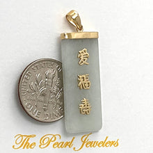 Load image into Gallery viewer, Celadon Green Jade Good Fortune 14k Yellow Gold Pendant
