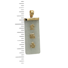 Load image into Gallery viewer, Celadon Green Jade Good Fortune 14k Yellow Gold Pendant
