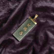 Load image into Gallery viewer, 14k Yellow Gold Celadon Green Jade Good Fortune Pendant