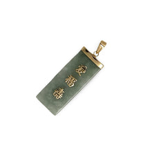 Load image into Gallery viewer, 14k Yellow Gold Celadon Green Jade Good Fortune Pendant
