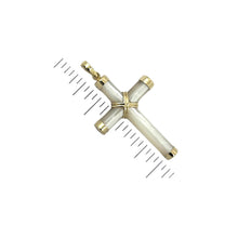 Load image into Gallery viewer, Mother of Pearl Tube 14k Yellow Gold Cross Pendant