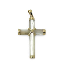 Load image into Gallery viewer, 14k Yellow Gold Religious Cross Mother of Pearl Pendant