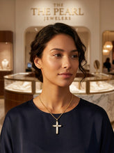 Load image into Gallery viewer, 14k Yellow Gold Religious Cross Mother of Pearl Pendant