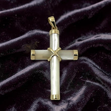 Load image into Gallery viewer, 14k Yellow Gold Religious Cross Mother of Pearl Pendant