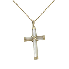 Load image into Gallery viewer, 14k Yellow Gold Religious Cross Mother of Pearl Pendant