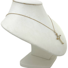 Load image into Gallery viewer, Mother of Pearl Tube 14k Yellow Gold Cross Pendant