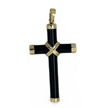 Load image into Gallery viewer, 14k Yellow Gold Black Onyx Cross Pendant