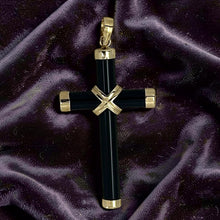 Load image into Gallery viewer, 14k Yellow Gold Black Onyx Cross Pendant