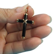 Load image into Gallery viewer, 14k Yellow Gold Black Onyx Cross Pendant