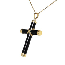 Load image into Gallery viewer, 14k Yellow Gold Black Onyx Cross Pendant