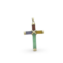 Load image into Gallery viewer, Handcrafted Tube Multi-Color Jade Cross Pendant