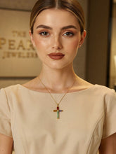 Load image into Gallery viewer, Handcrafted Tube Multi-Color Jade Cross Pendant