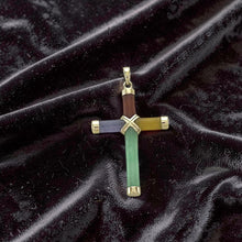 Load image into Gallery viewer, Handcrafted Tube Multi-Color Jade Cross Pendant