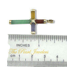 Load image into Gallery viewer, Handcrafted Tube Multi-Color Jade Cross Pendant