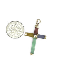 Load image into Gallery viewer, Handcrafted Tube Multi-Color Jade Cross Pendant