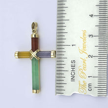 Load image into Gallery viewer, Handcrafted Tube Multi-Color Jade Cross Pendant