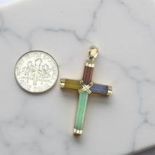 Load image into Gallery viewer, Handcrafted Tube Multi-Color Jade Cross Pendant