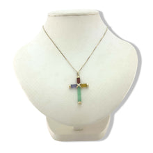 Load image into Gallery viewer, Handcrafted Tube Multi-Color Jade Cross Pendant