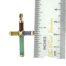 Load image into Gallery viewer, Handcrafted Tube Multi-Color Jade Cross Pendant