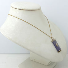 Load image into Gallery viewer, 2100212-14k-Gold-GOOD-FORTUNE-Purple-Jade-Oriental-Pendant-Necklace