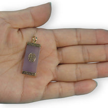 Load image into Gallery viewer, 14k Gold Joy Rectangle Purple Jade Pendant