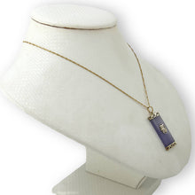 Load image into Gallery viewer, 14k Gold Joy Rectangle Purple Jade Pendant