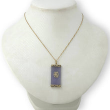 Load image into Gallery viewer, 14k Gold Joy Rectangle Purple Jade Pendant
