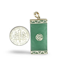 Load image into Gallery viewer, 14k Gold Joy Rectangle Green Jade Pendant