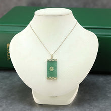 Load image into Gallery viewer, 14k Gold Joy Rectangle Green Jade Pendant