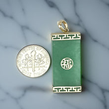 Load image into Gallery viewer, 14k Gold Joy Rectangle Green Jade Pendant