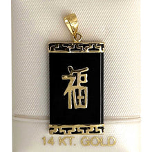 Load image into Gallery viewer, 14k Gold Greek Key Black Onyx JOY Pendant