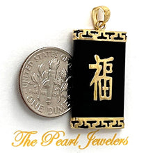 Load image into Gallery viewer, 14k Gold Greek Key Black Onyx JOY Pendant