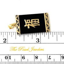 Load image into Gallery viewer, 14k Gold Greek Key Black Onyx JOY Pendant
