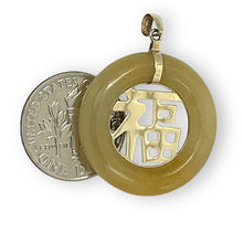 Load image into Gallery viewer, 14k Gold Blessing Yellow Jade Donut Pendant