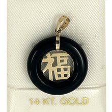Load image into Gallery viewer, 14k Gold Good Luck Black Onyx Donut Pendant