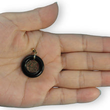 Load image into Gallery viewer, 14k Gold Good Luck Black Onyx Donut Pendant