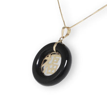 Load image into Gallery viewer, 14k Gold Good Luck Black Onyx Donut Pendant