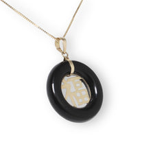 Load image into Gallery viewer, 14k Gold Good Luck Black Onyx Donut Pendant