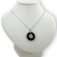 Load image into Gallery viewer, 14k Gold Good Luck Black Onyx Donut Pendant