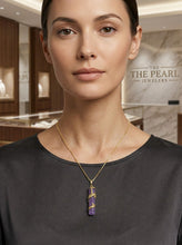 Load image into Gallery viewer, 14k Solid Yellow Gold Dragon Totem Column Lavender Jade Pendant Necklace