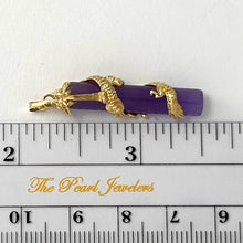 Load image into Gallery viewer, 14k Solid Yellow Gold Dragon Totem Column Lavender Jade Pendant Necklace