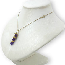 Load image into Gallery viewer, 14k Solid Yellow Gold Dragon Totem Column Lavender Jade Pendant Necklace