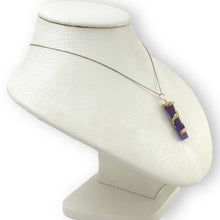 Load image into Gallery viewer, 14k Solid Yellow Gold Dragon Totem Column Lavender Jade Pendant Necklace